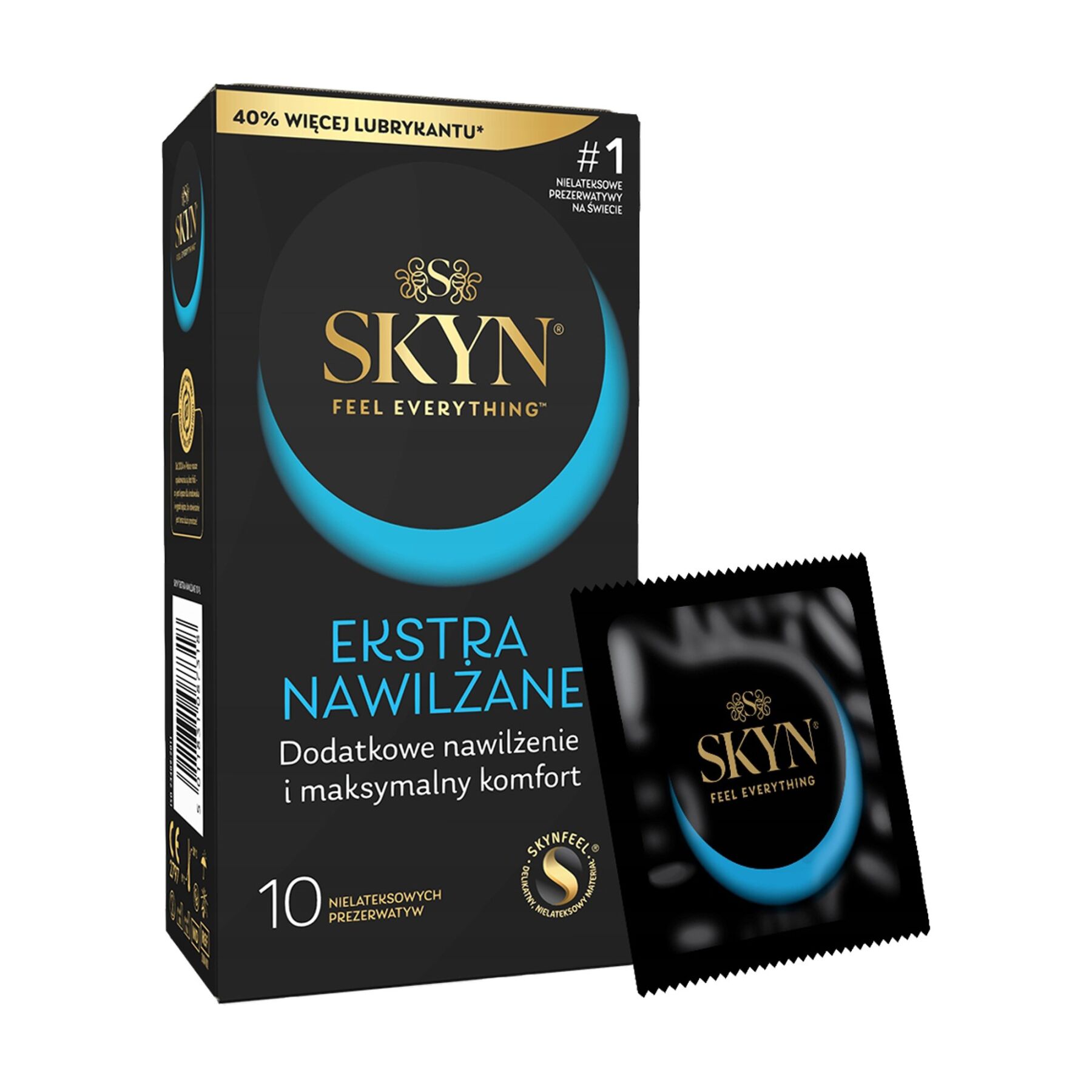Безлатексні преміум-презервативи SKYN Ekstra Nawilżanel 10 шт, ультратонкі, на 40 % більше змазки