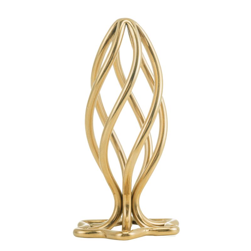 Металева анальна пробка LOCKINK SEVANDA Hollow Spiral Golden, L, золотиста, діаметр 3,9 см