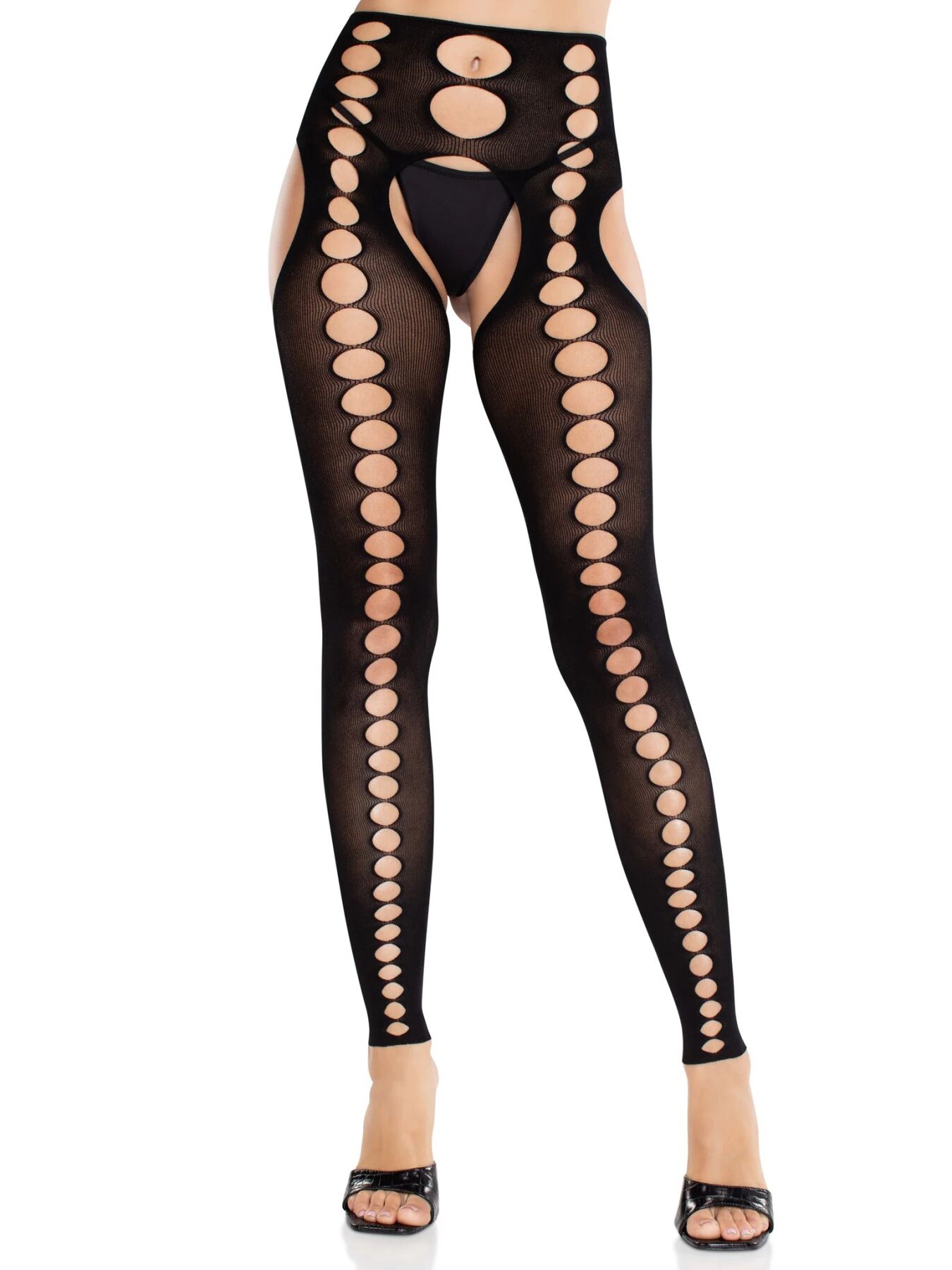 Колготки Leg Avenue Seamless Opaque Footless Suspender Hose One Size Black