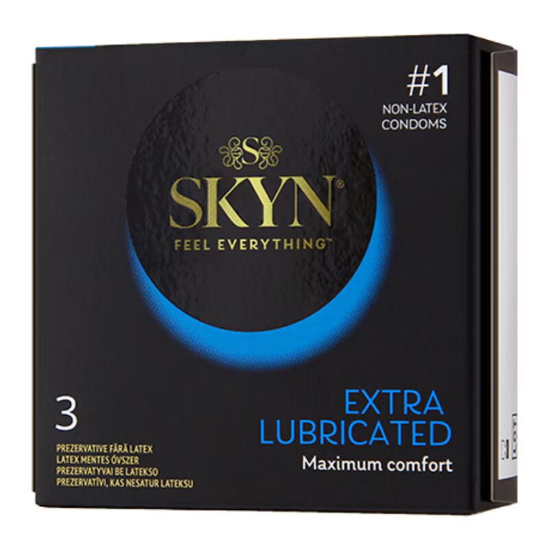 Безлатексні преміум-презервативи SKYN Extra Lubricated 3 шт, ультратонкі, на 40 % більше змазки