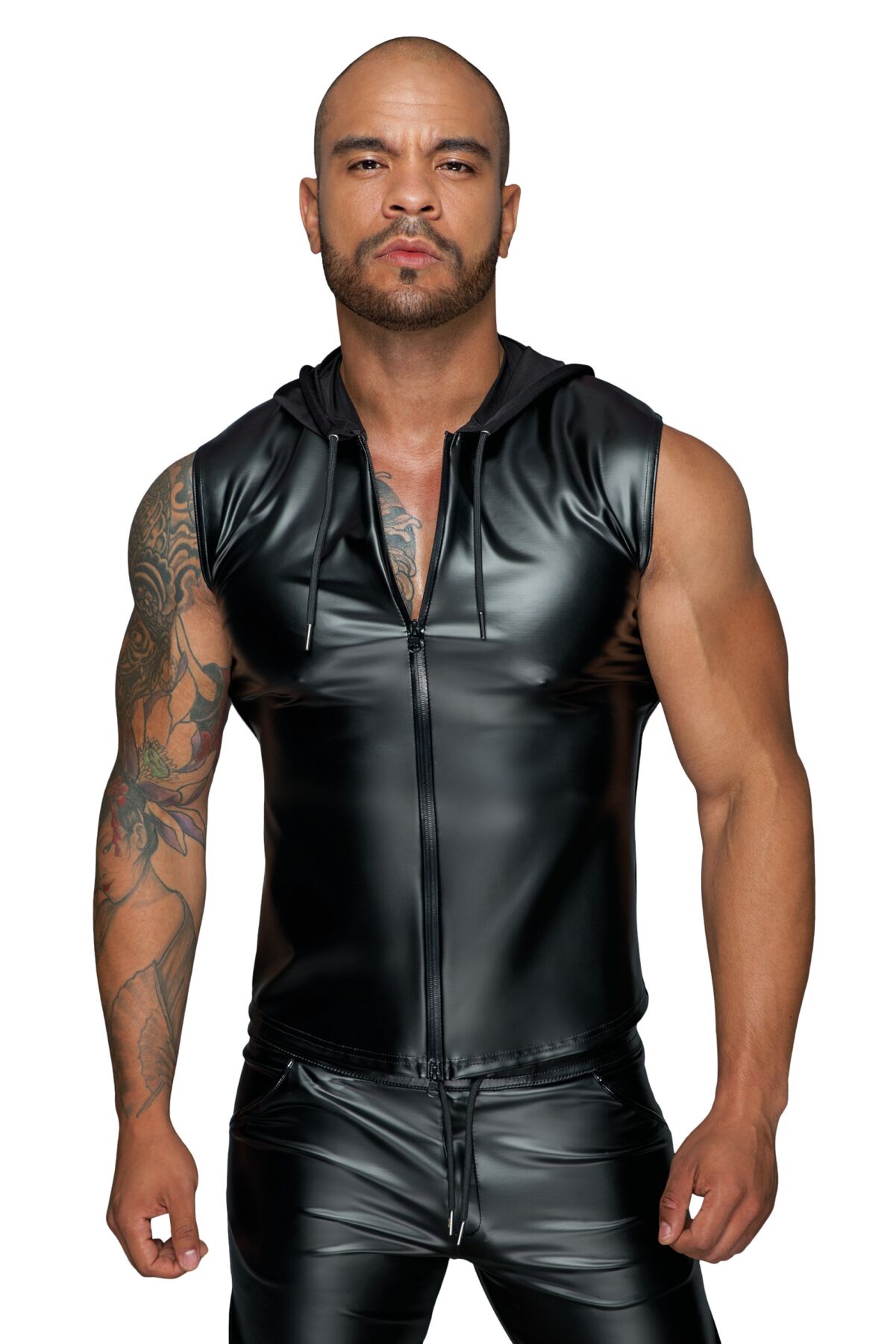 Чоловіча безрукавка з капюшоном Noir Handmade H062 Hooded Shirt, L, мокрий ефект