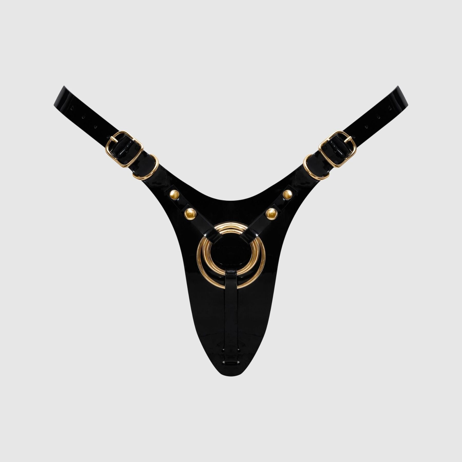 Трусики для страпона Strap-On-Me Leatherette Harness Fabulous - One Size - Black Glossy