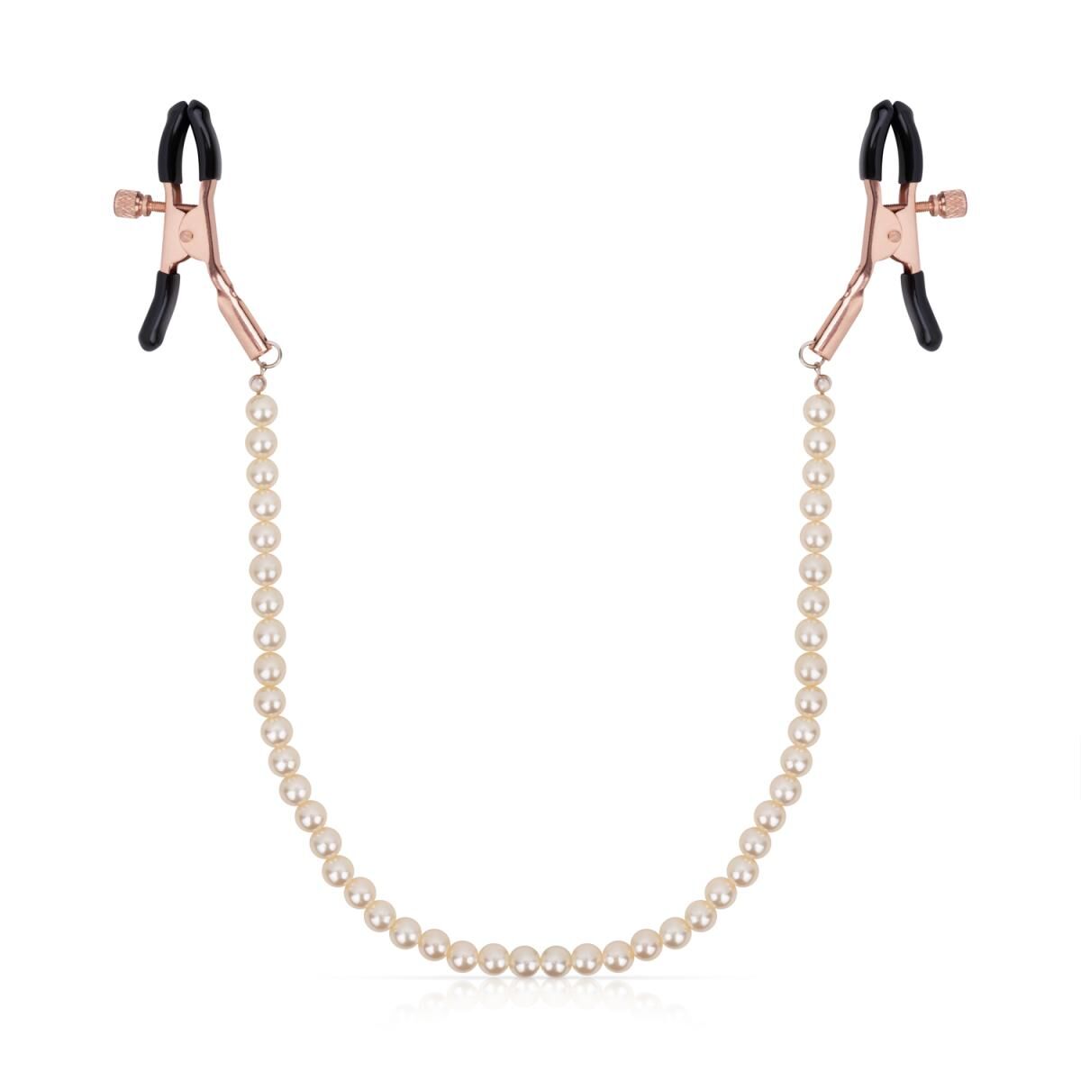 Затискачі для сосків з перлинним ланцюжком Rosy Gold - Nipple Clamps Pearls