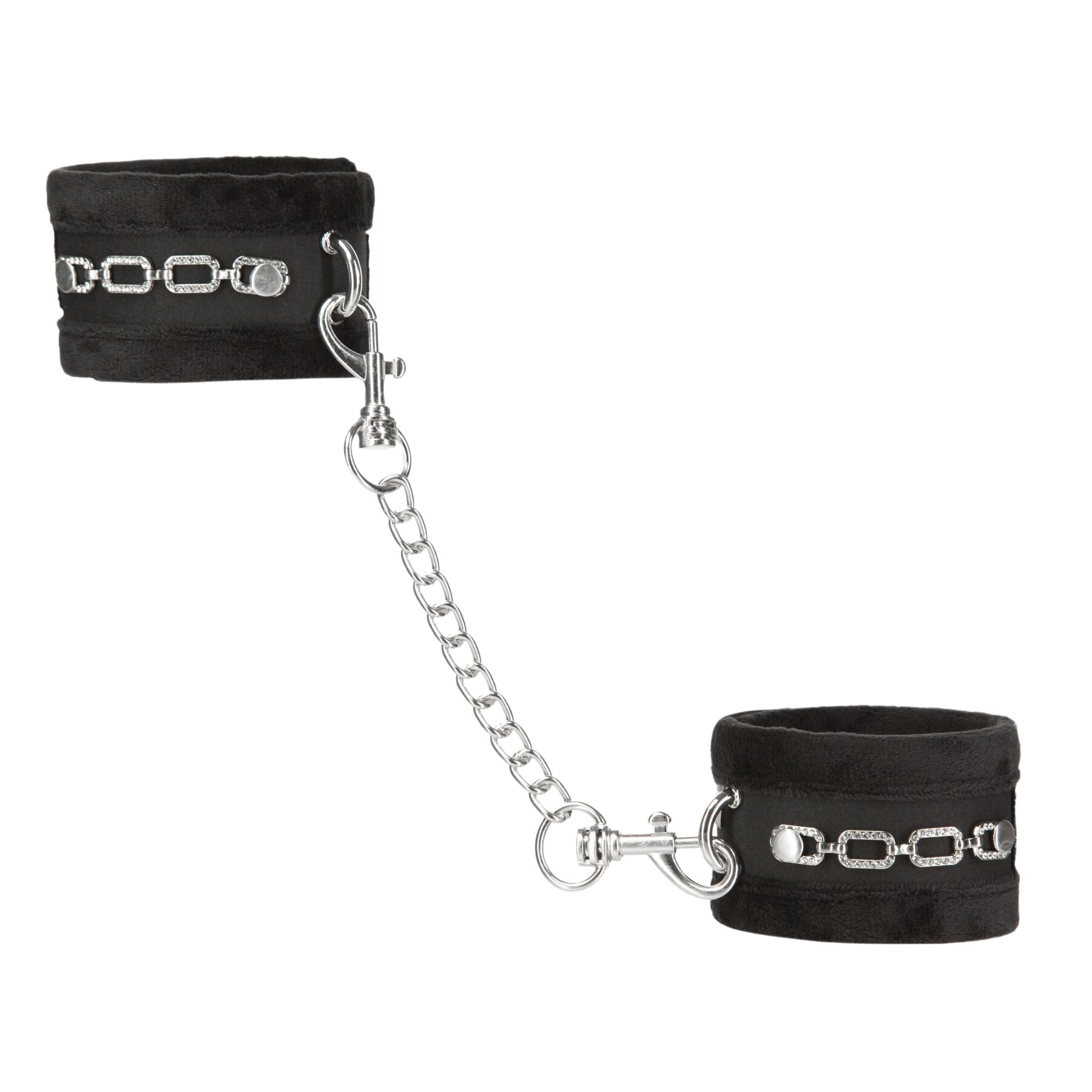 Наручники Punishment – Crystal Detail Handcuffs – Black, знімний ланцюжок, оздоблені кристалами