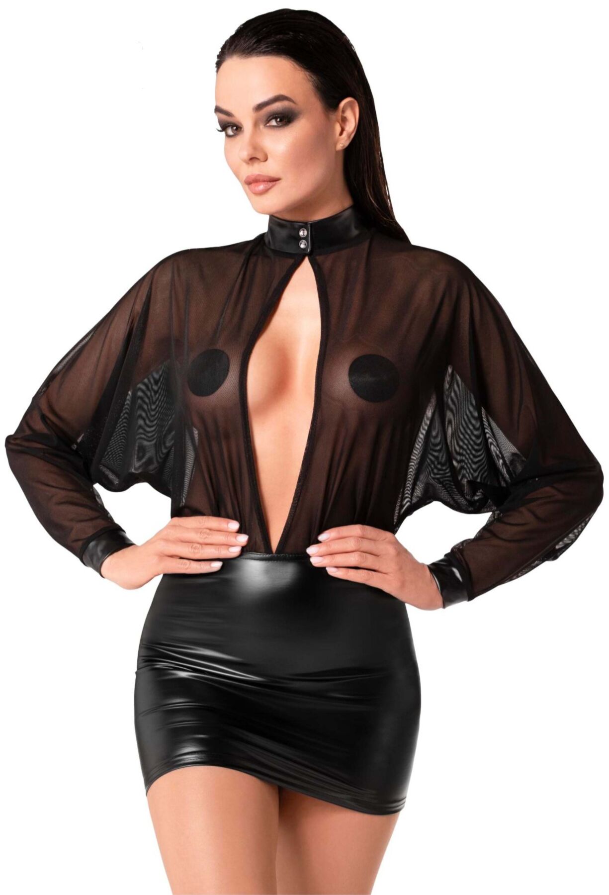 Сукня Noir Handmade F348 Powerwetlook and tulle dress - XL