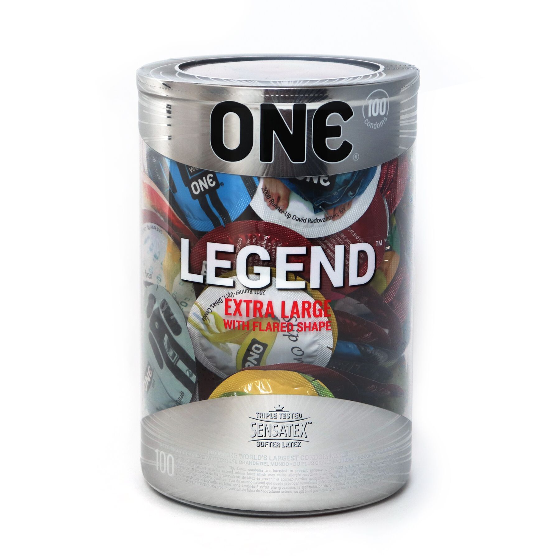 Набір презервативів ONE Legend XL, 100 шт, збільшений розмір, розширення на кінці, паковання-тубус